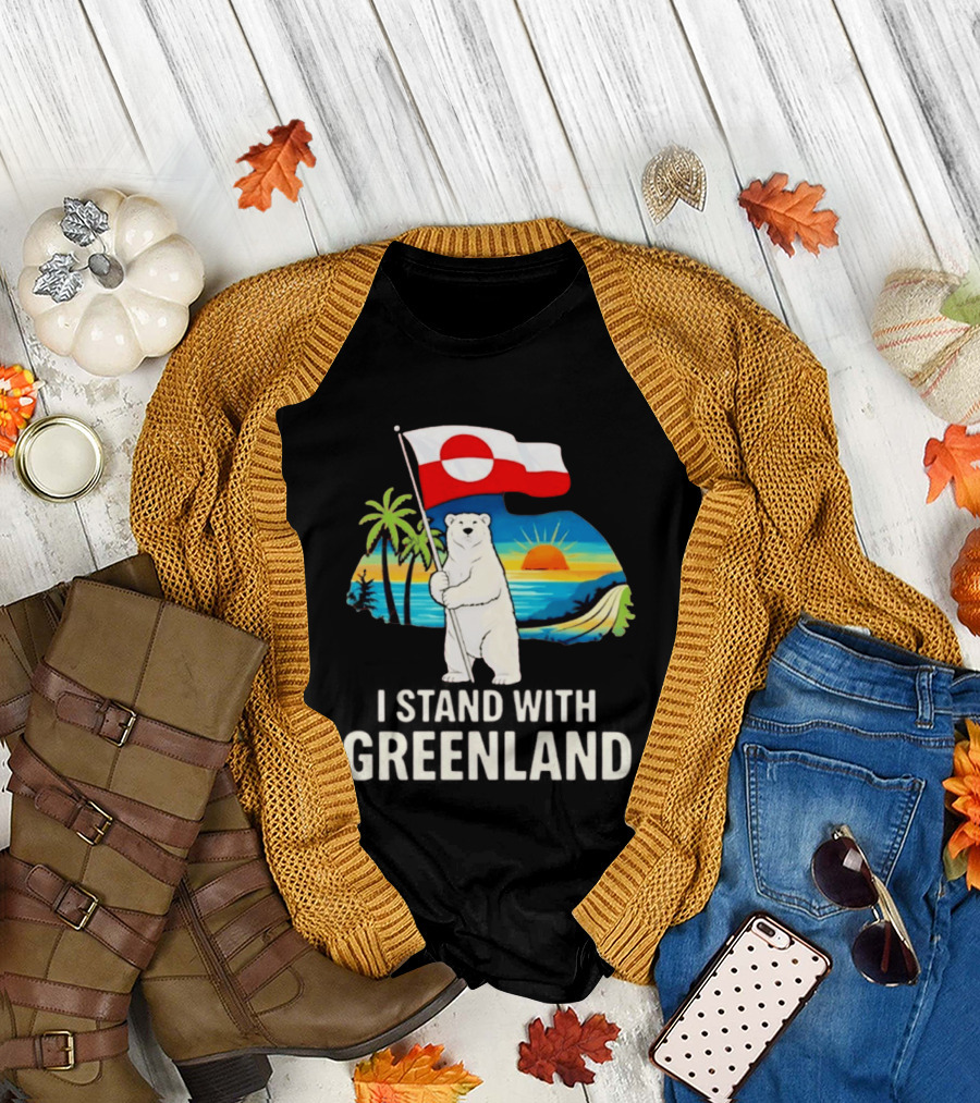 I Stand with Greenland Polar Bear Sunburst Scenery T-Shirt