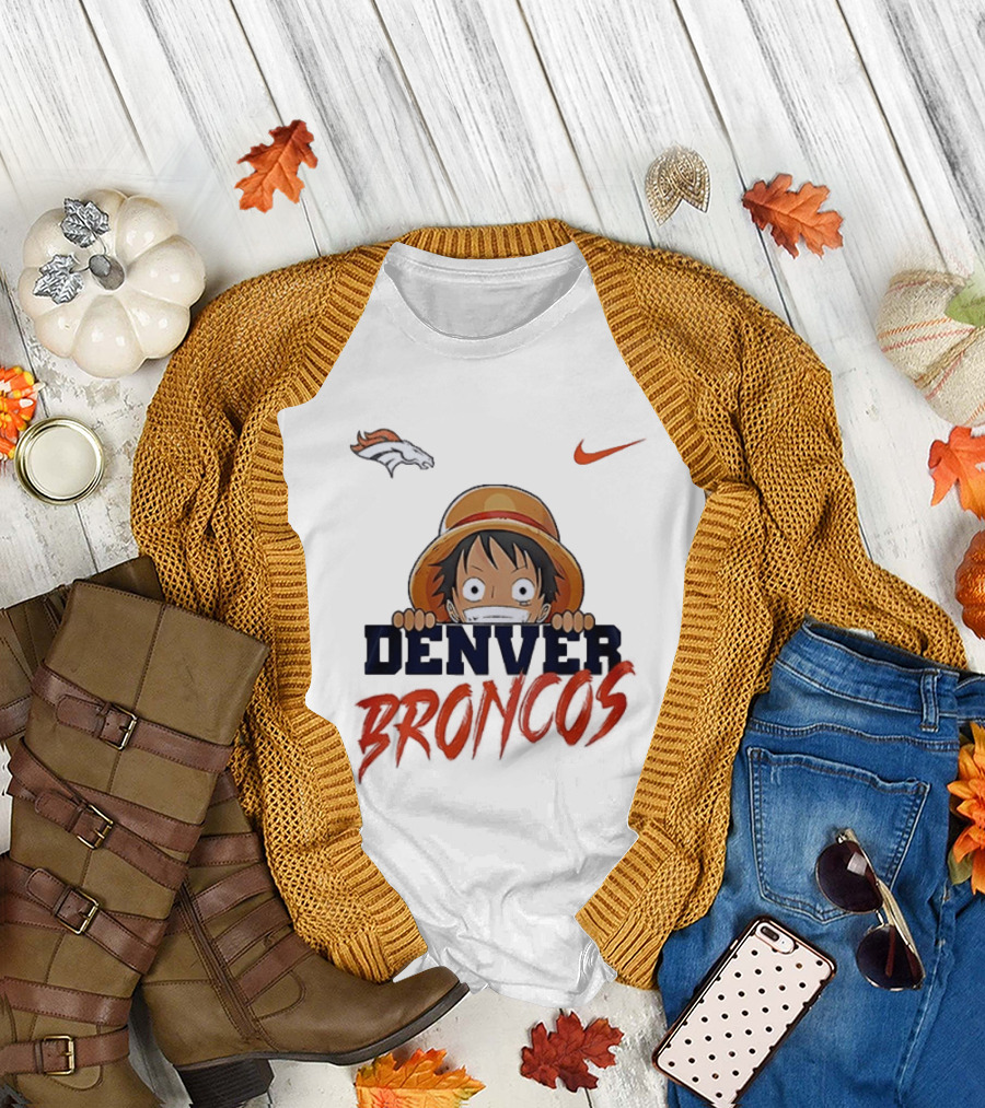 Denver Broncos One Piece Monkey D Luffy Anime Crossover Nike Collaboration T-Shirt