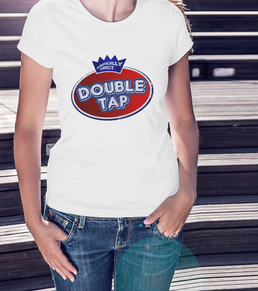 Patriotically Correct Double Tap Oval Design With Crown T-Shirt