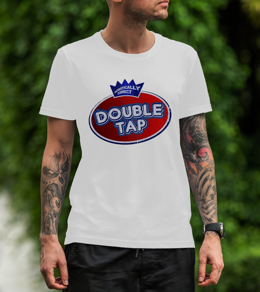 Patriotically Correct Double Tap Oval Design With Crown T-Shirt