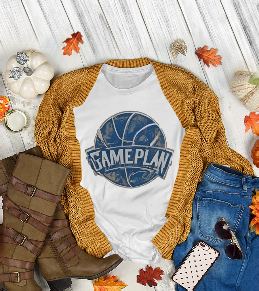 Gameplan Basketball Painting Blue Basketball T-Shirt