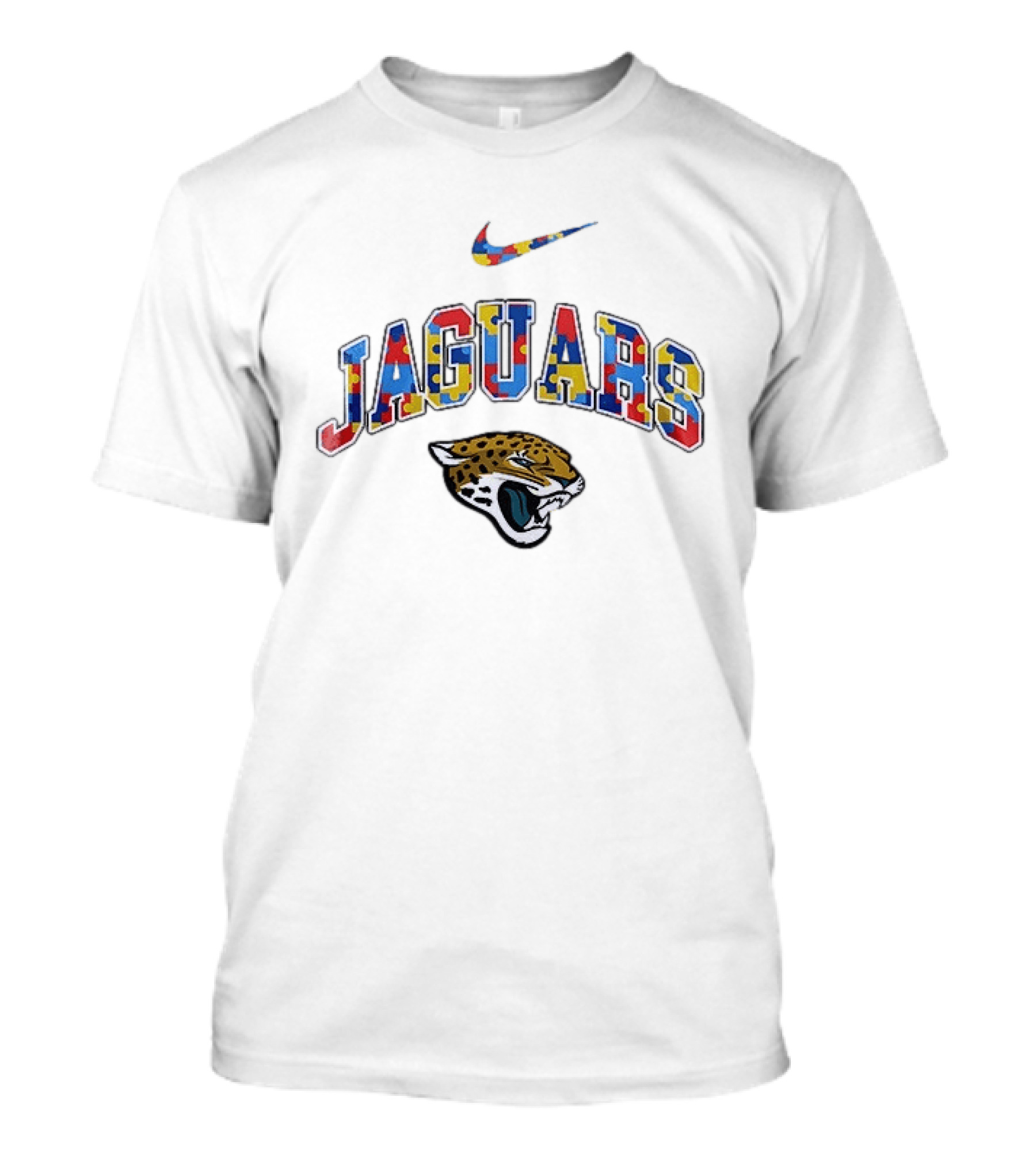 Jacksonville Jaguars Autism Awareness Puzzle Pattern Love Understand Accept T-Shirt