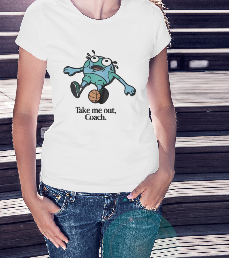 Personal Foul Take Me Out Coach Exhausted Earth Basketball T-Shirt