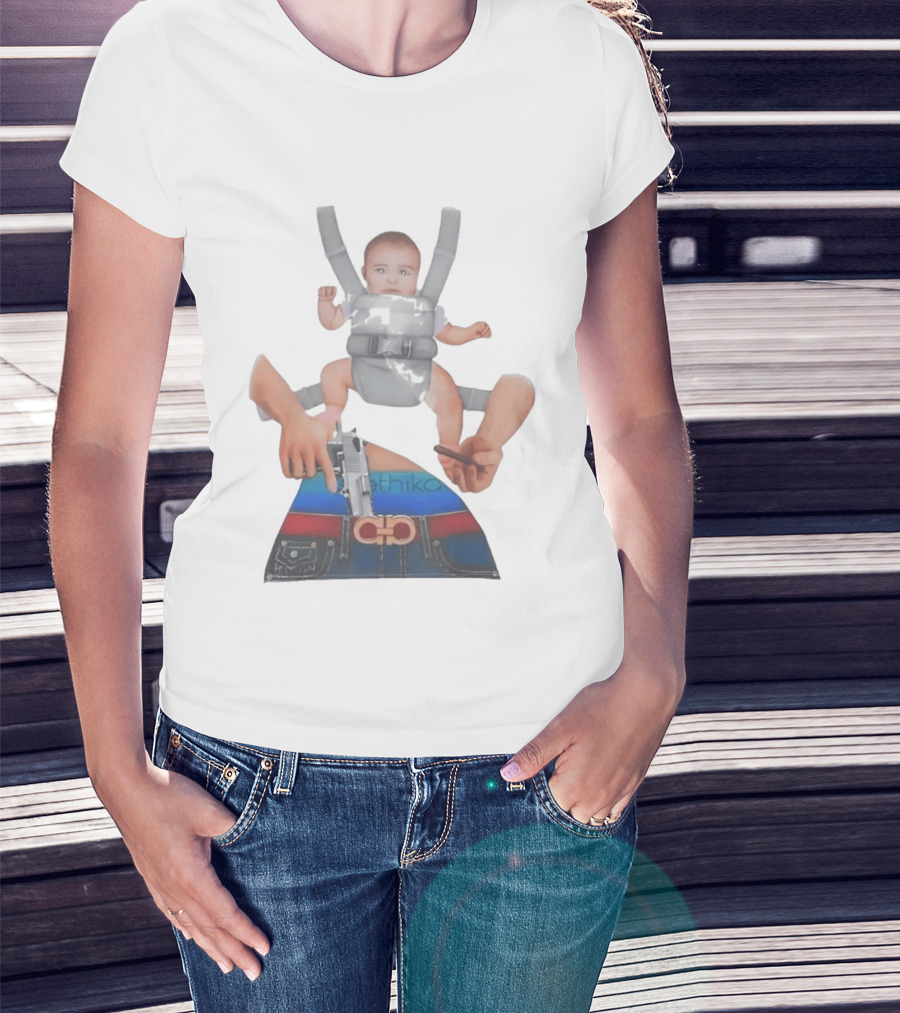 Ethika Responsible Father Baby Carrier Gun Mobile Concept T-Shirt