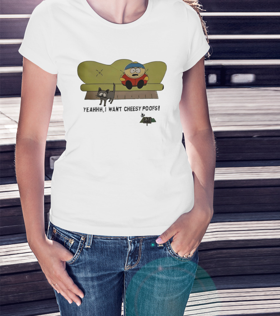 South Park Yeahhh I Want Cheesy Poofs Couch Cat Cartman T-Shirt