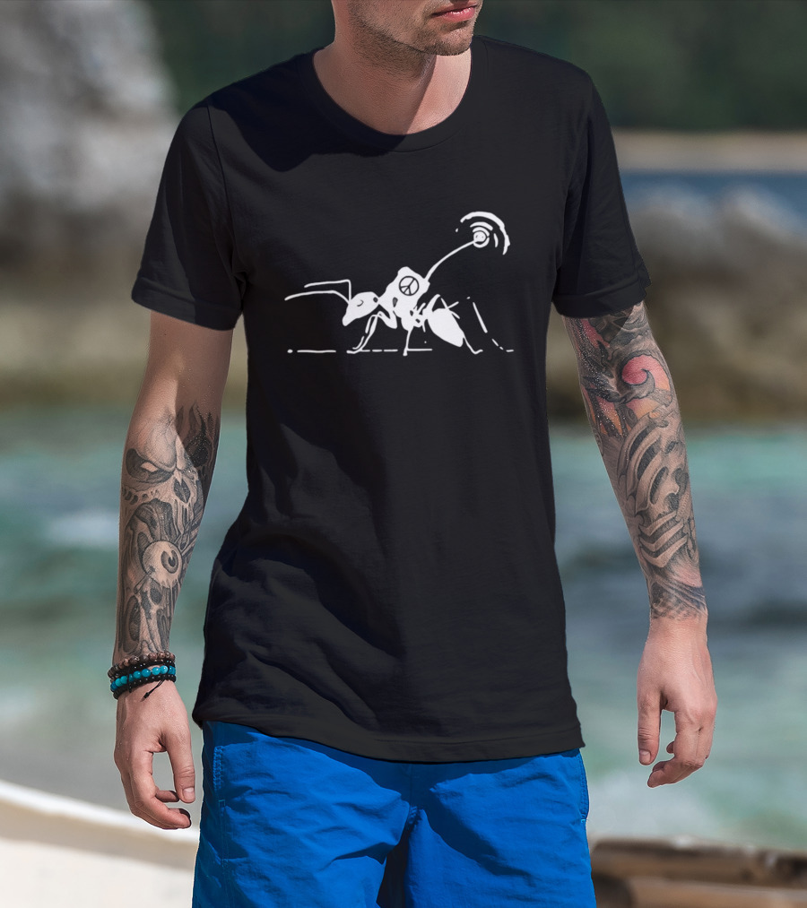 Ant Futile Peace Line Drawing Art With Minimalist T-Shirt