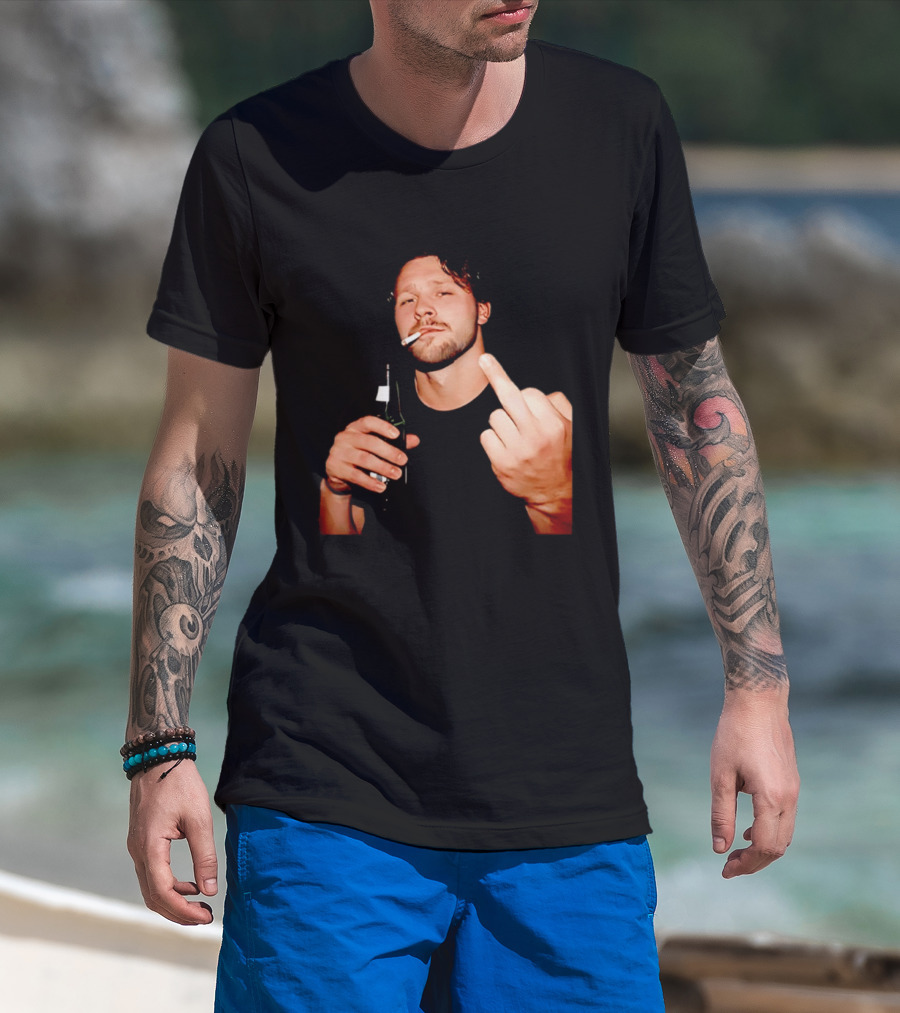 Josh Allen Smoking And Holding Beer Middle Finger T-Shirt