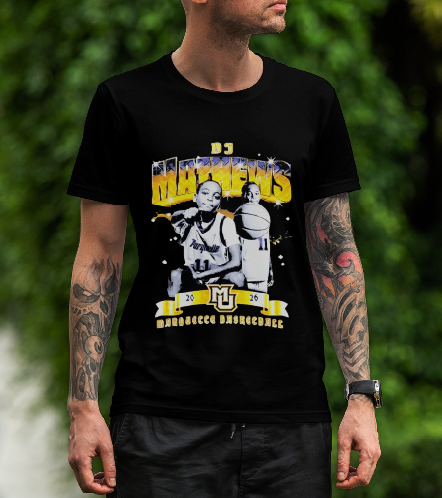 BJ Mathews Marquette Golden Eagles Basketball 2026 MJ 11 T-Shirt