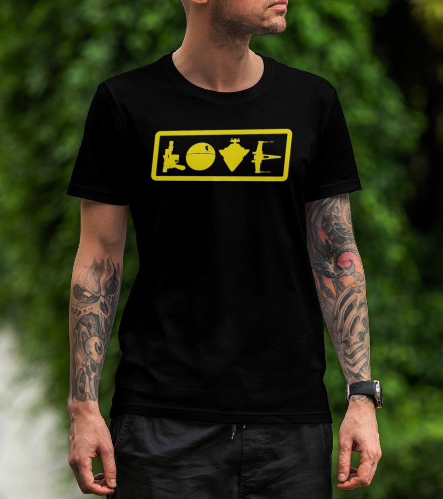 Love Star Wars Blaster Death Star Star Destroyer X Wing T-Shirt