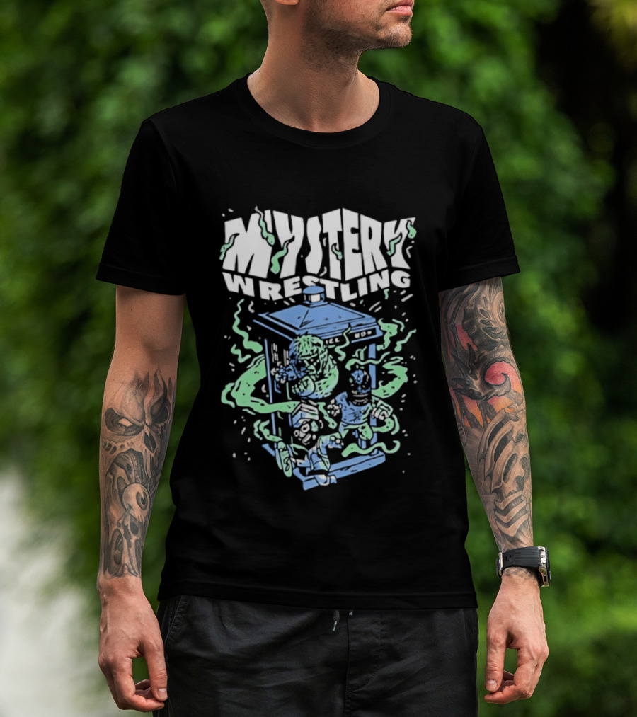 Mystery Wrestling Dr Who Boxing Tardis Green Monster Match T-Shirt