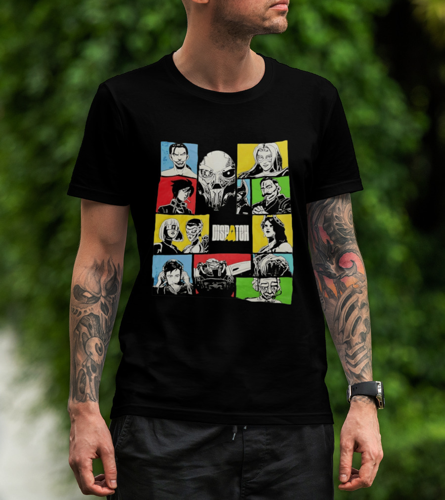 Dispatch Comic Style Characters In Vibrant Color Blocks T-Shirt