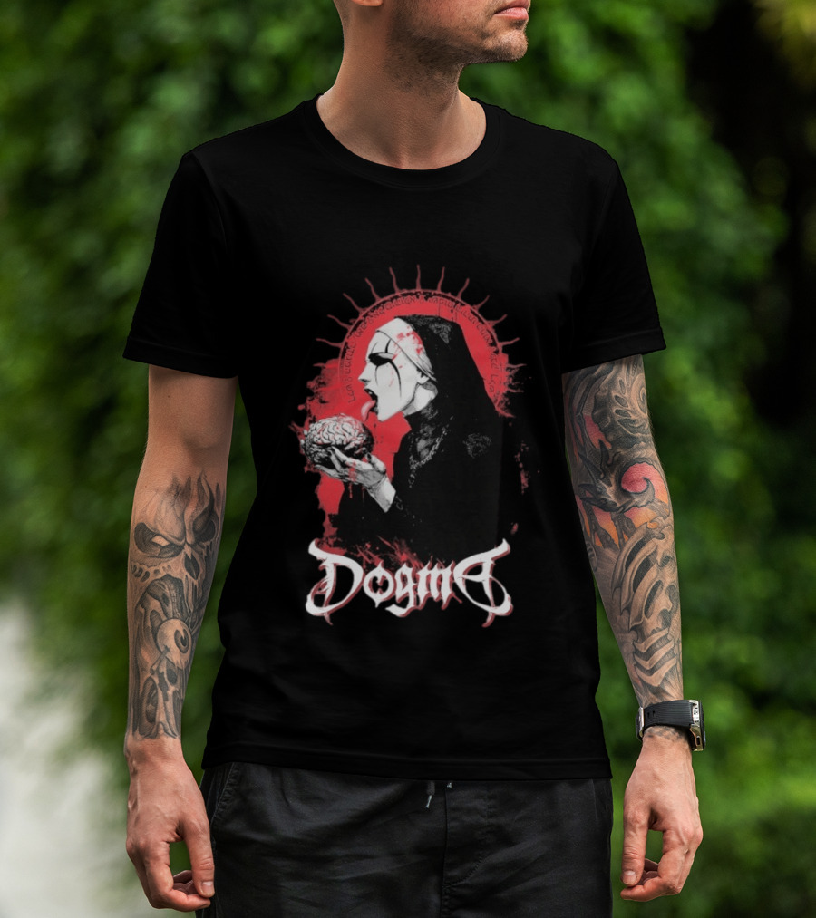 Dogma Brain Gothic Nun With Red Halo And Brain T-Shirt
