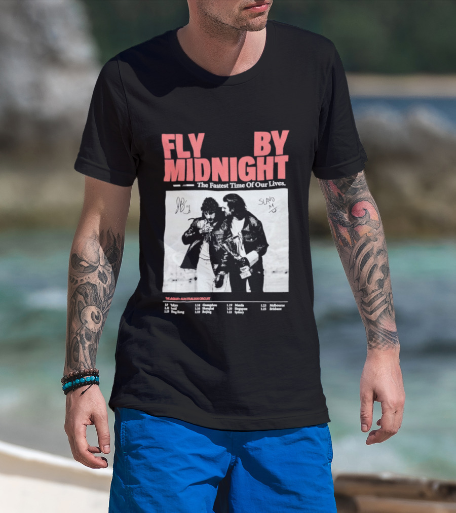 Fly By Midnight The Fastest Time Of Our Lives Black And White Signatures T-Shirt