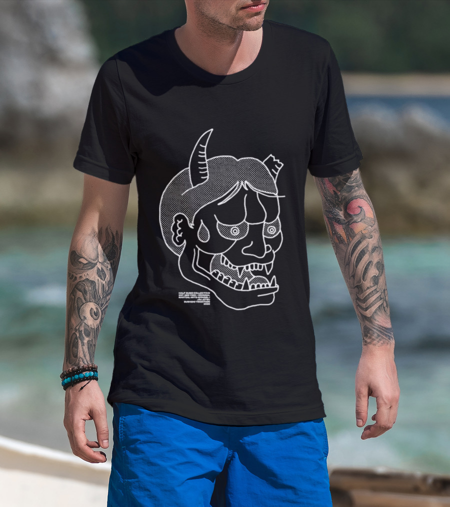 Half Sumo Oni Demon Mask T-Shirt