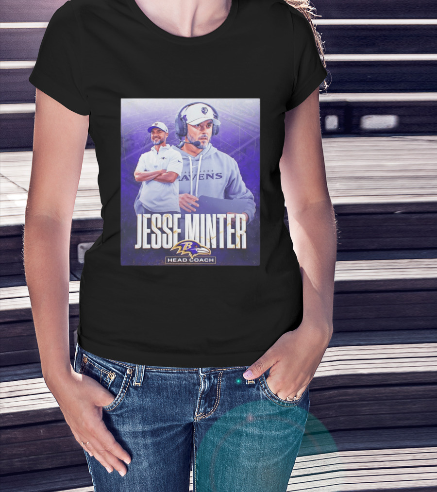 Jesse Minter Baltimore Ravens Head Coach NFL Ravens Logo Sports T-Shirt