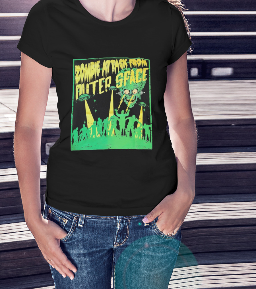 Zombie Attack From Outer Space UFO Alien Invasion T-Shirt