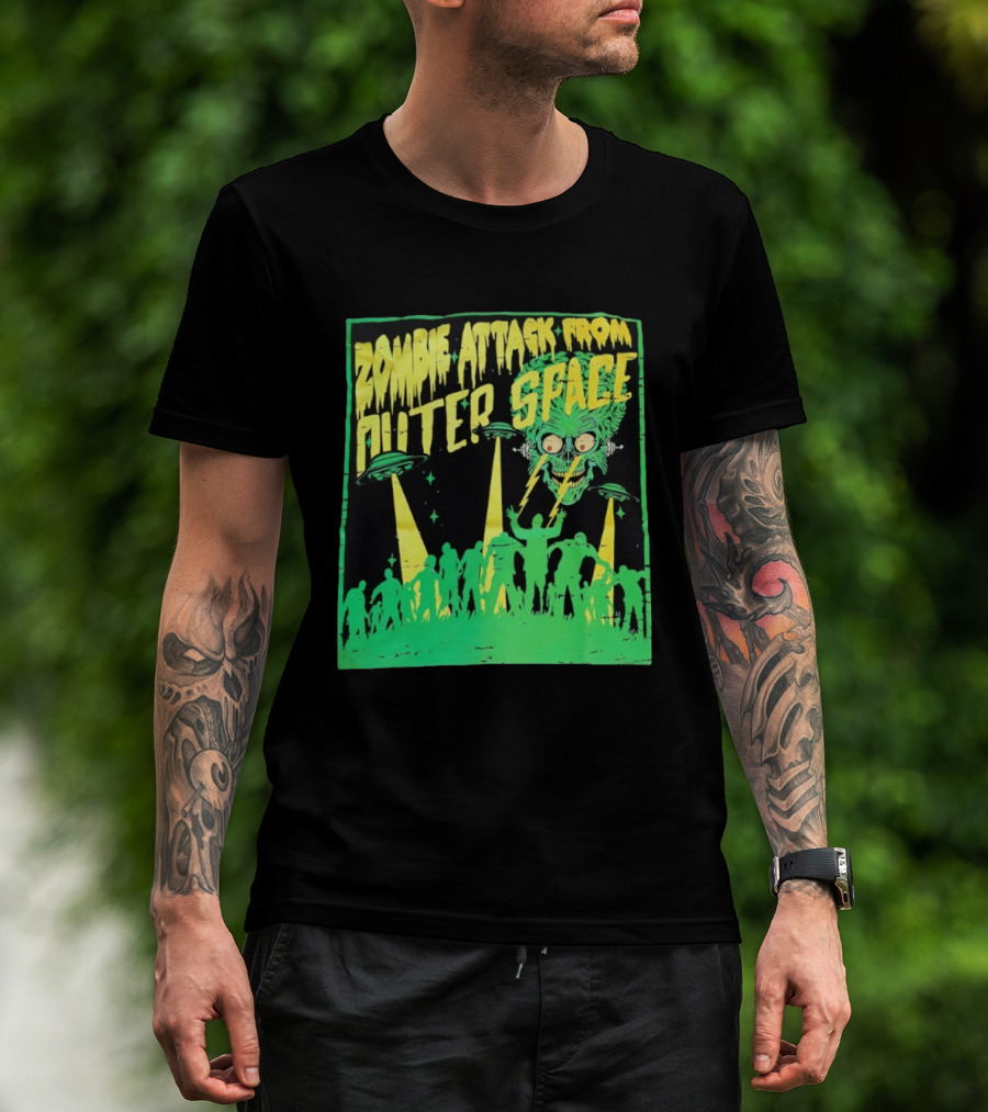 Zombie Attack From Outer Space UFO Alien Invasion T-Shirt