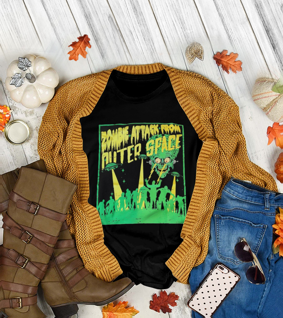 Zombie Attack From Outer Space UFO Alien Invasion T-Shirt