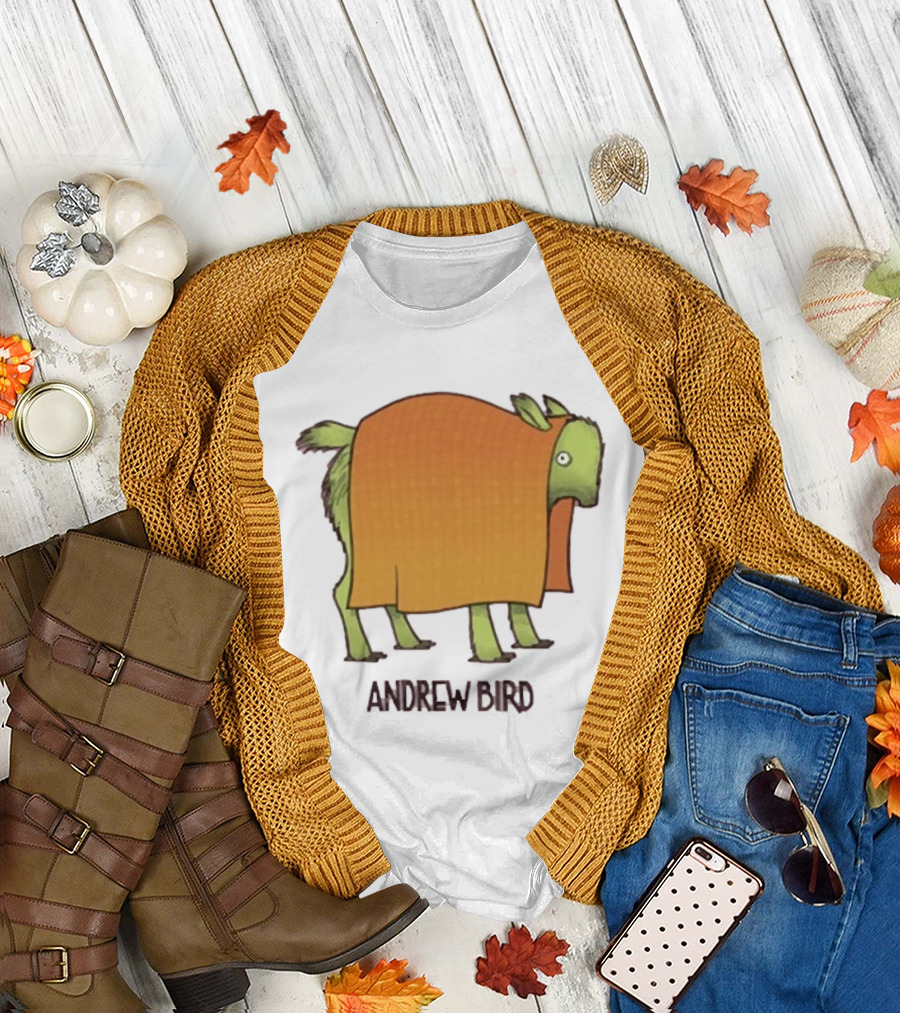 Andrew Bird Blanket Beastie Green Animal with Orange Blanket T-Shirt