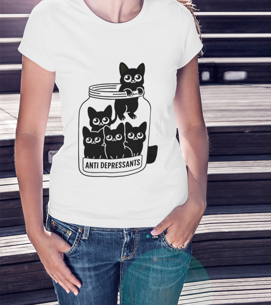 Anti Depressants Cat Jar With Cute Kittens T-Shirt