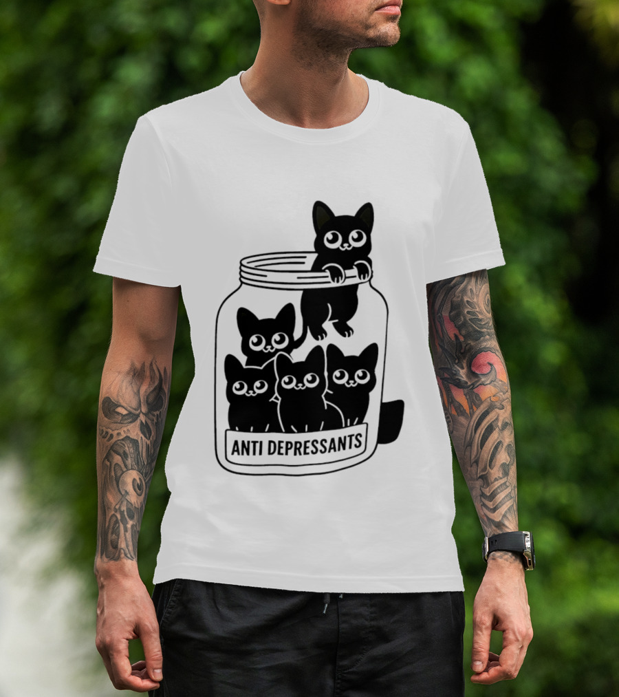 Anti Depressants Cat Jar With Cute Kittens T-Shirt