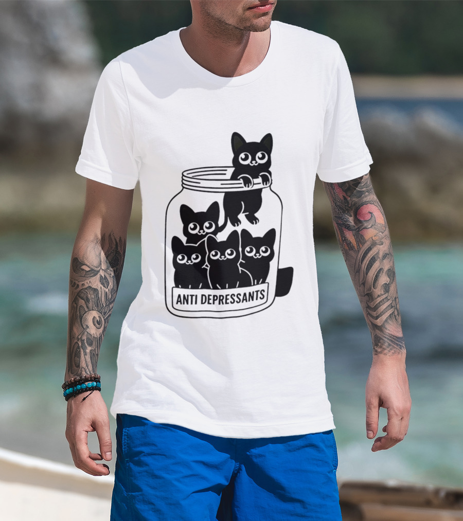 Anti Depressants Cat Jar With Cute Kittens T-Shirt