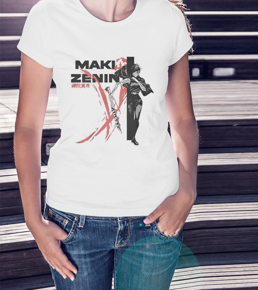 Maki Zenin Jujutsu Kaisen Anime Red Brush T-Shirt