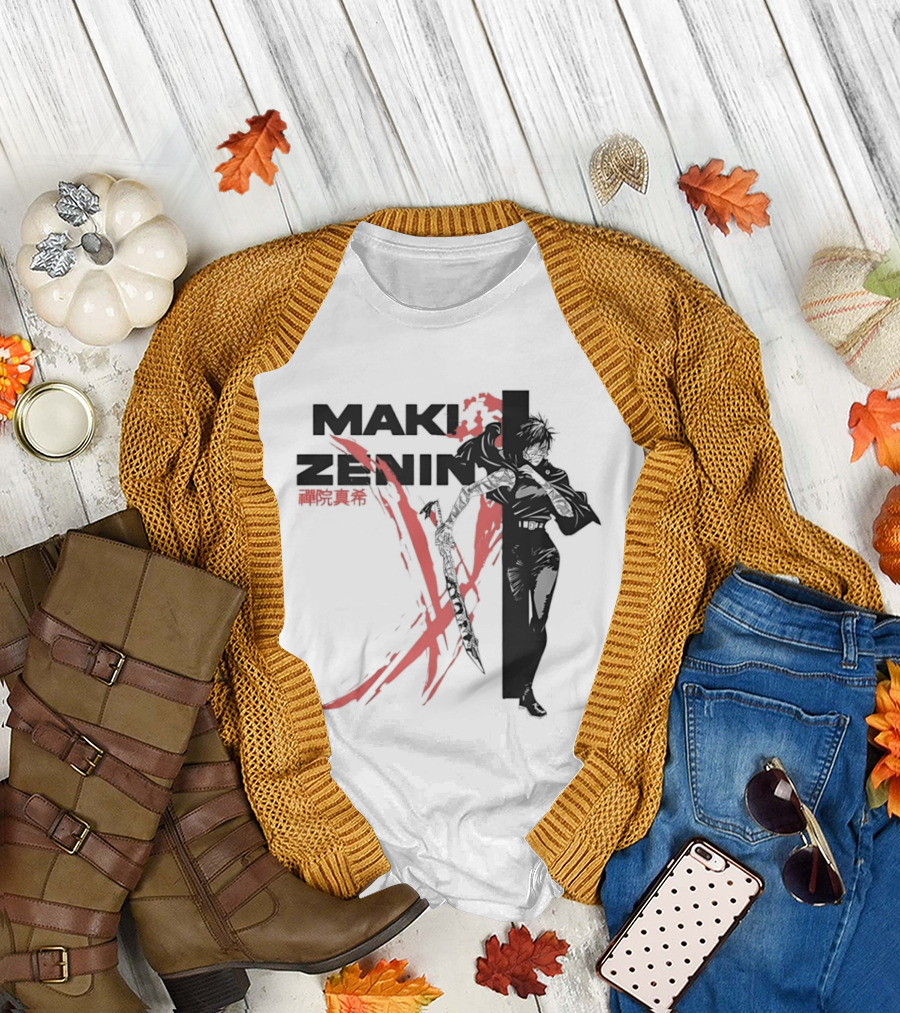Maki Zenin Jujutsu Kaisen Anime Red Brush T-Shirt
