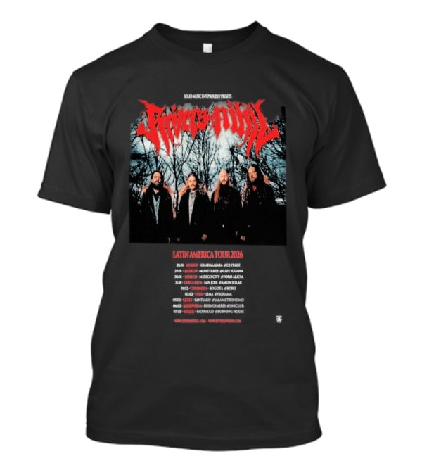 Rivers Of Nihil Latin America Tour 2026 Band Photo With Tour Dates And Locations T-Shirt