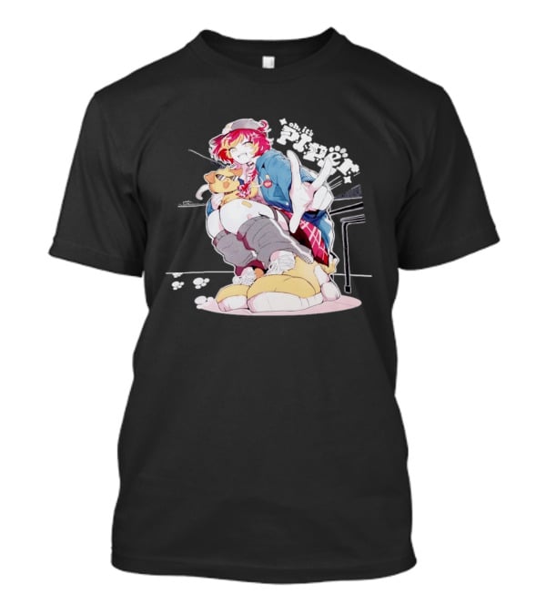 Piper Oh It's A Anime Style Character Peace Sign With Dog T-Shirt