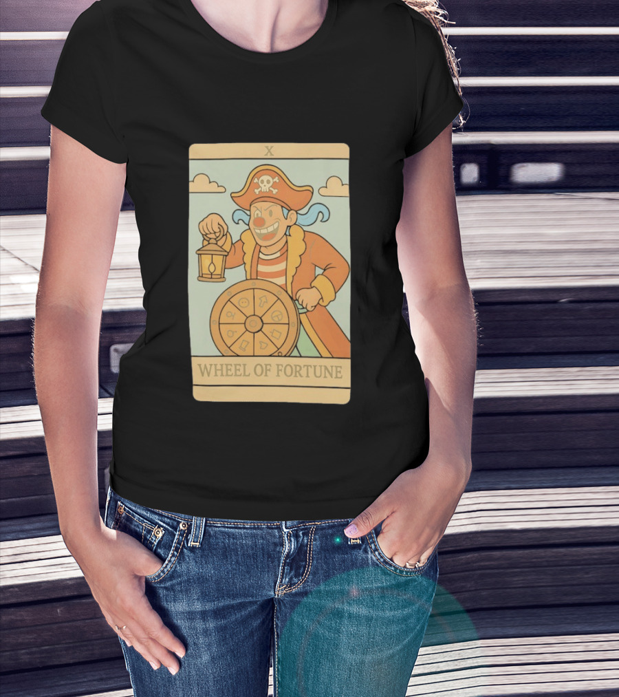 Wheel Of Fortune Tarot Card Pirate Clown Lantern Fortune Wheel T-Shirt