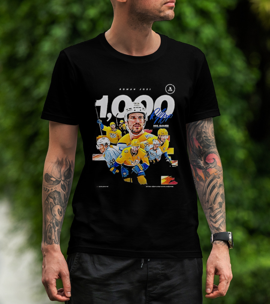 Nashville Predators Roman Josi 1000 NHL Games Celebration T-Shirt