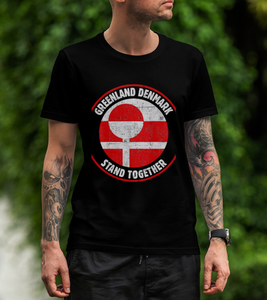 Greenland Denmark Stand Together United Flag T-Shirt