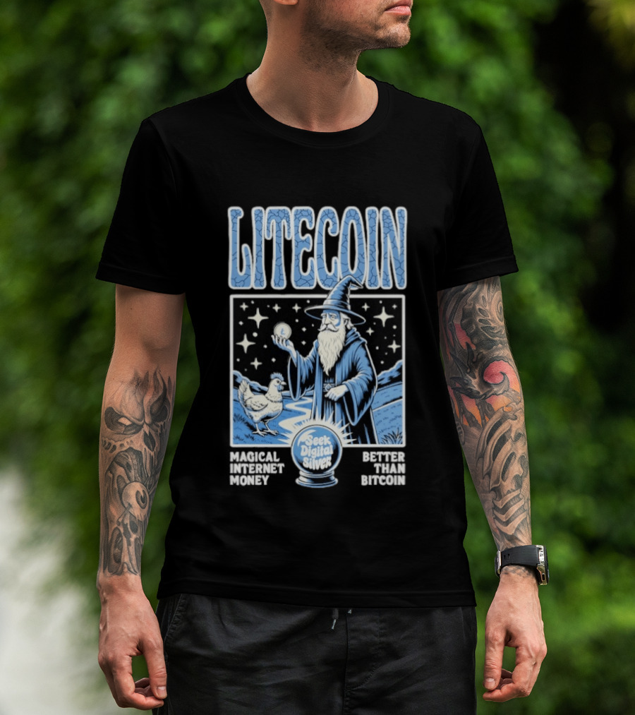 Litecoin Magical Internet Money Seek Digital Silver Wizard Artistry T-Shirt
