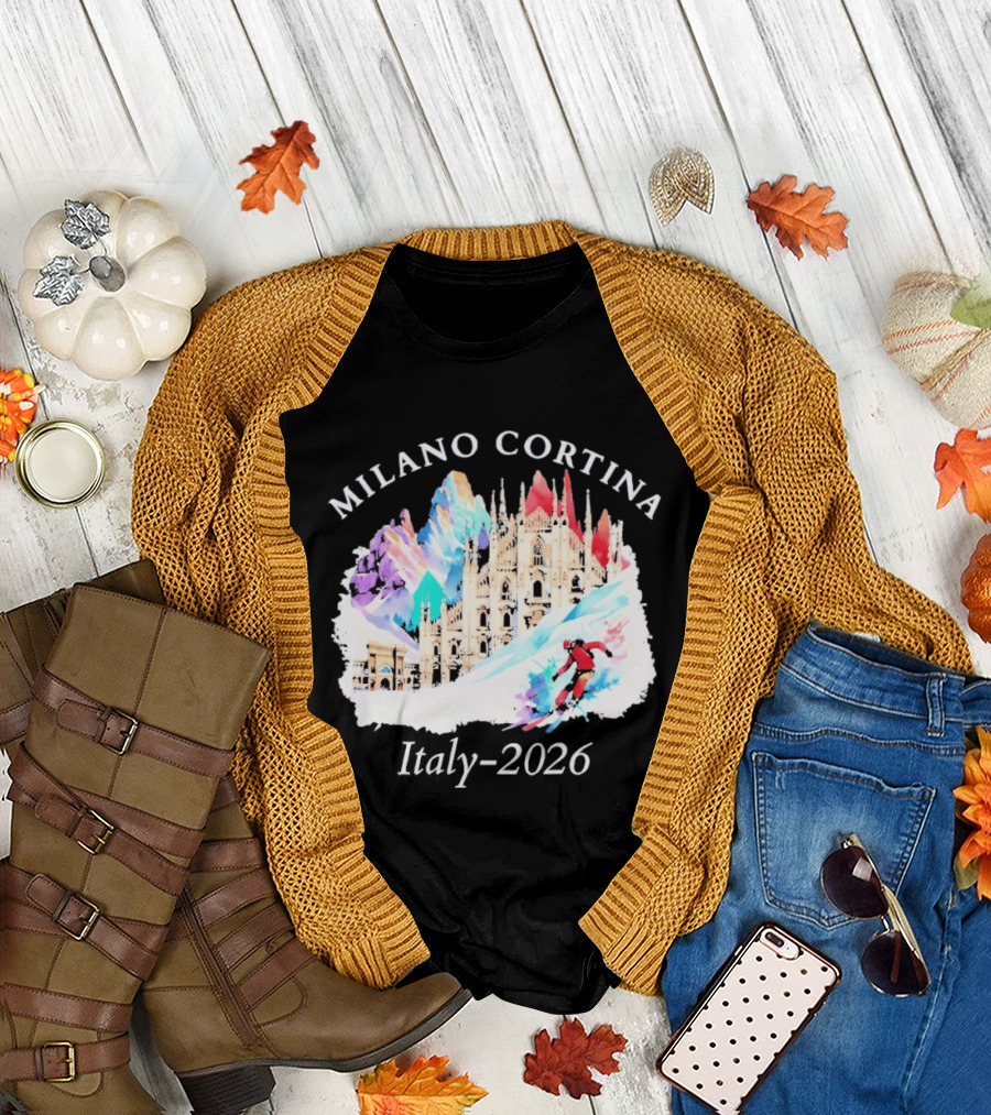 Milano Cortina Italy Winter 2026 Skiing Event T-Shirt