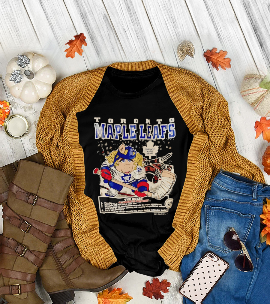 Toronto Maple Leafs Miss Piggy Hockey Collaboration with Iconic Rules and Goalie T-Shirt