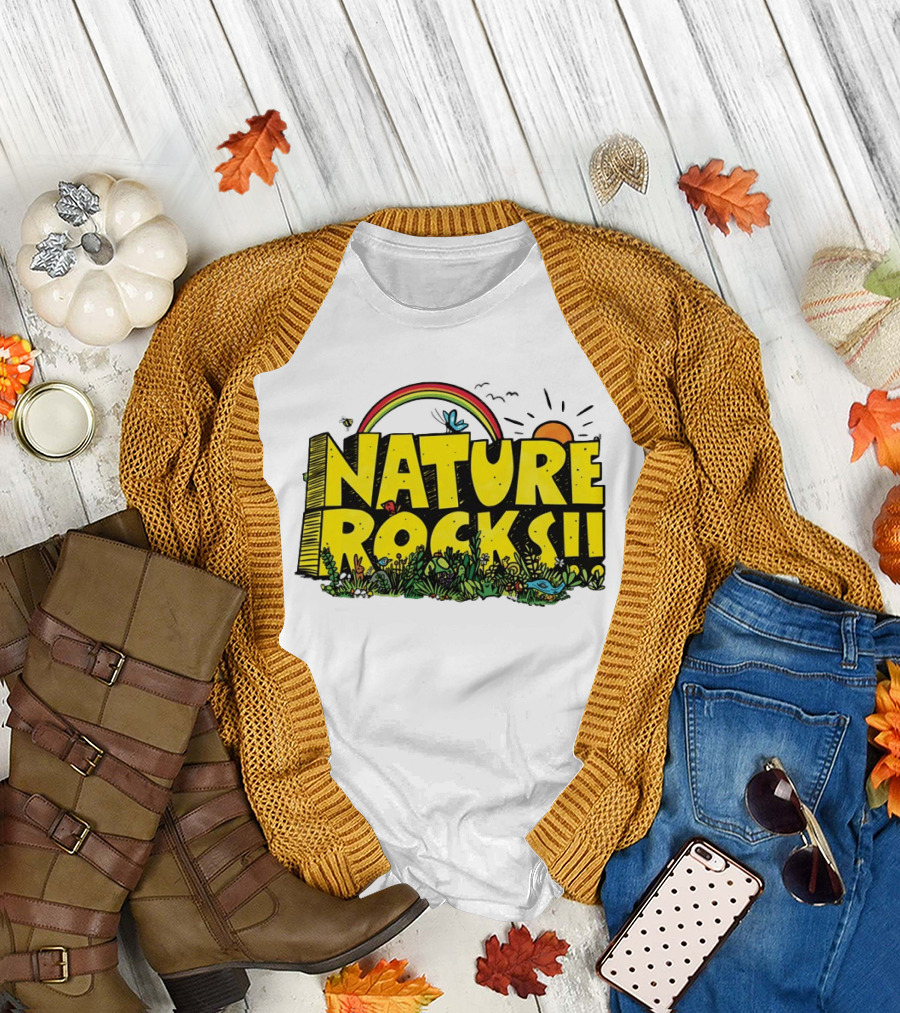 Nature Rocks Rainbow Sun Animals Plants T-Shirt