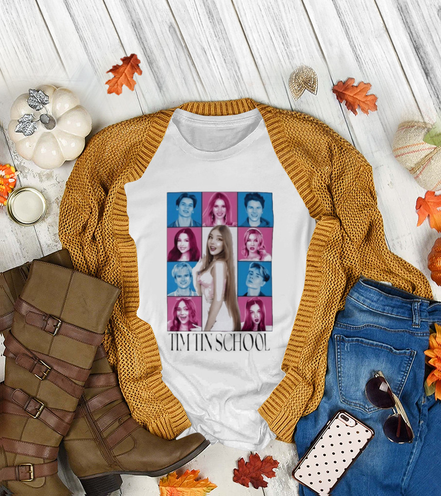 Tim Tin School Tina Photo Collage Multicolor Blocks T-Shirt