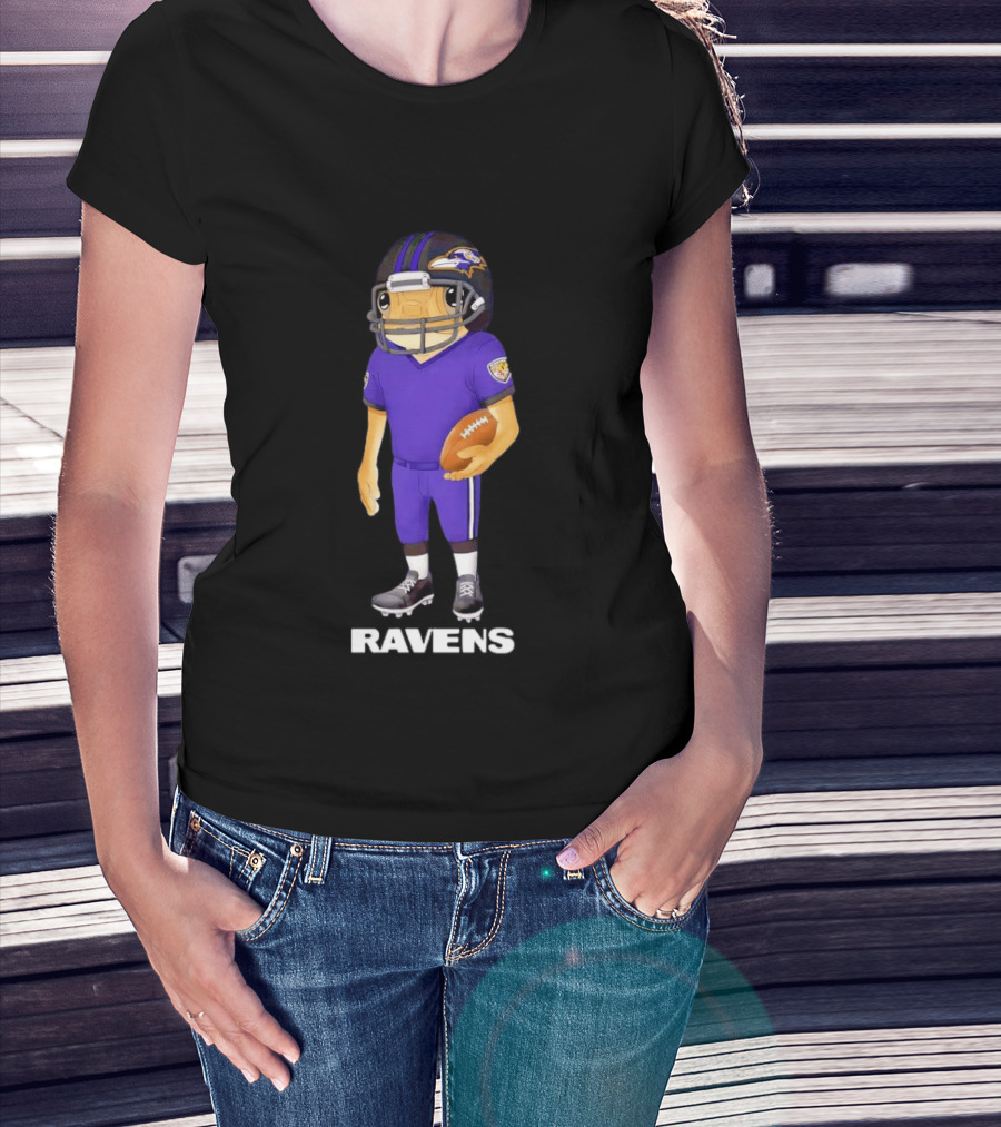 Bad Bunny X Baltimore Ravens NFL Collaboration Ravens Football Player T-Shirt
