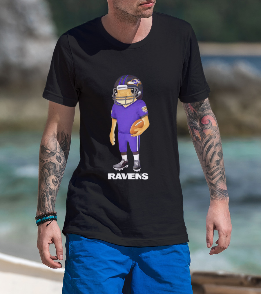 Bad Bunny X Baltimore Ravens NFL Collaboration Ravens Football Player T-Shirt