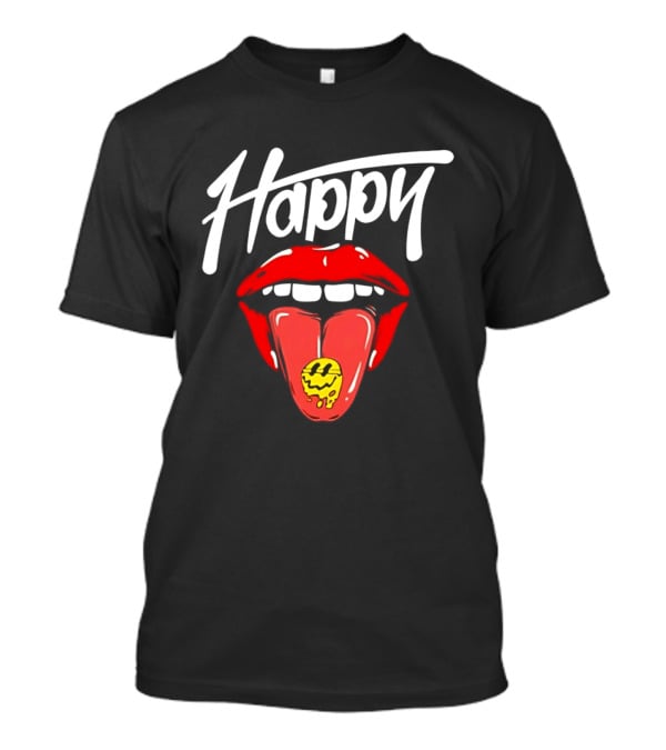 Happy Lips Tongue Out Smiley Face T-Shirt