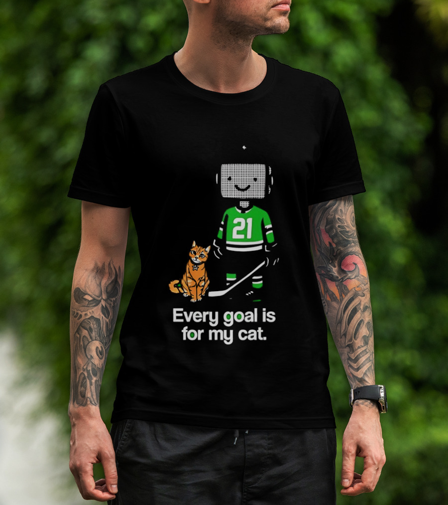 Jason Robertson 21 Dallas Stars Hockey Every Goal Is For My Cat T-Shirt