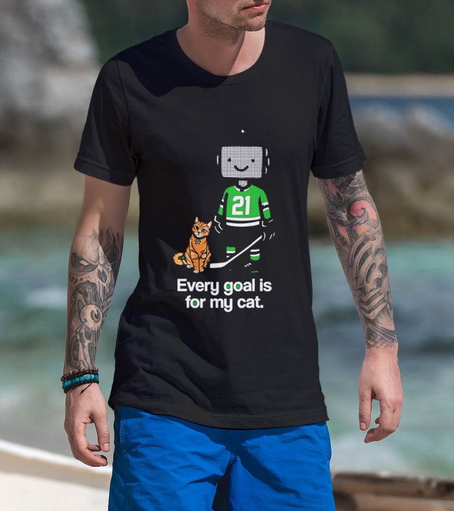 Jason Robertson 21 Dallas Stars Hockey Every Goal Is For My Cat T-Shirt