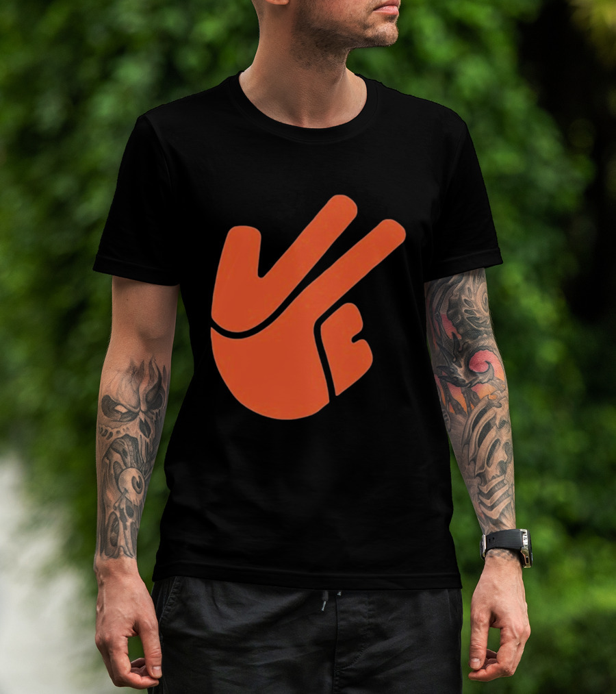 Jb11 Peace Sign Orange Hand Gesture T-Shirt