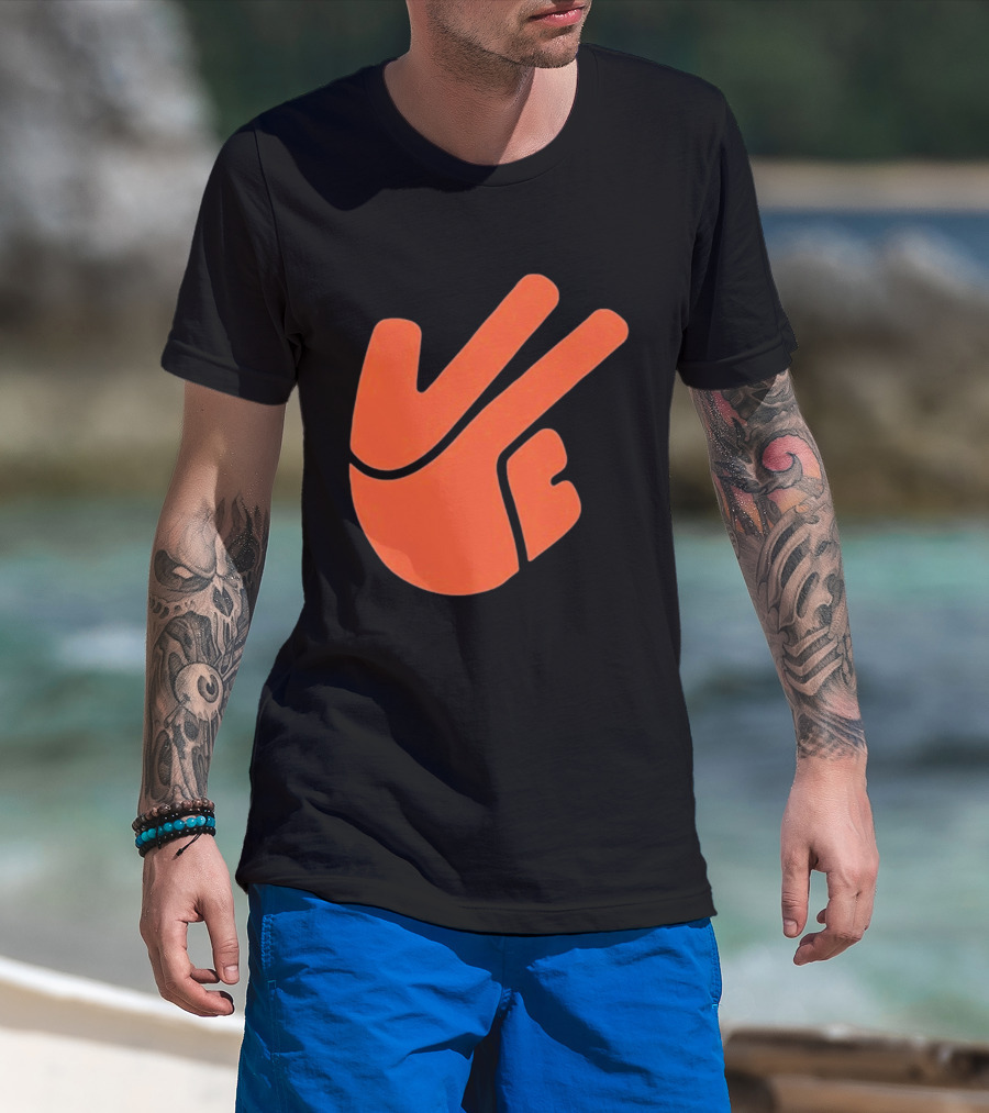Jb11 Peace Sign Orange Hand Gesture T-Shirt