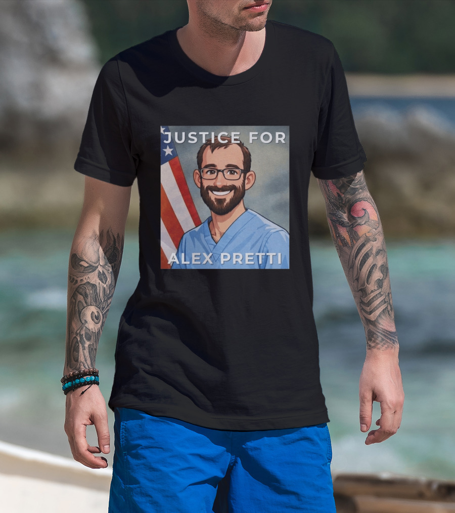 Justice For Alex Pretti Human Rights Protest Flag T-Shirt