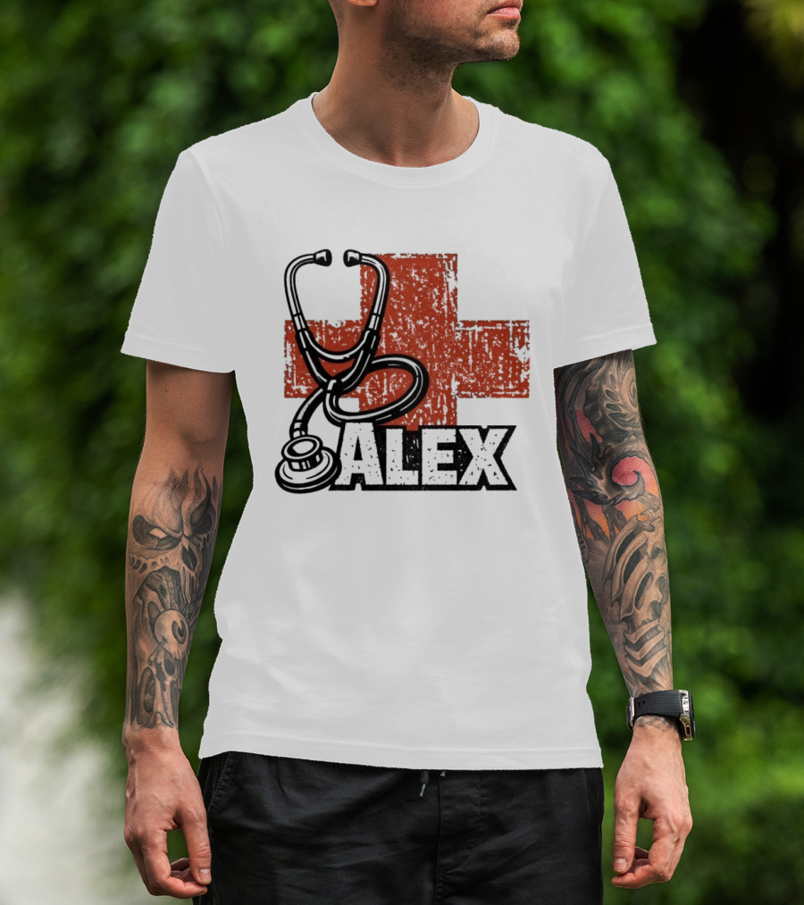 Alex Stethoscope Red Cross ICU Nurse T-Shirt