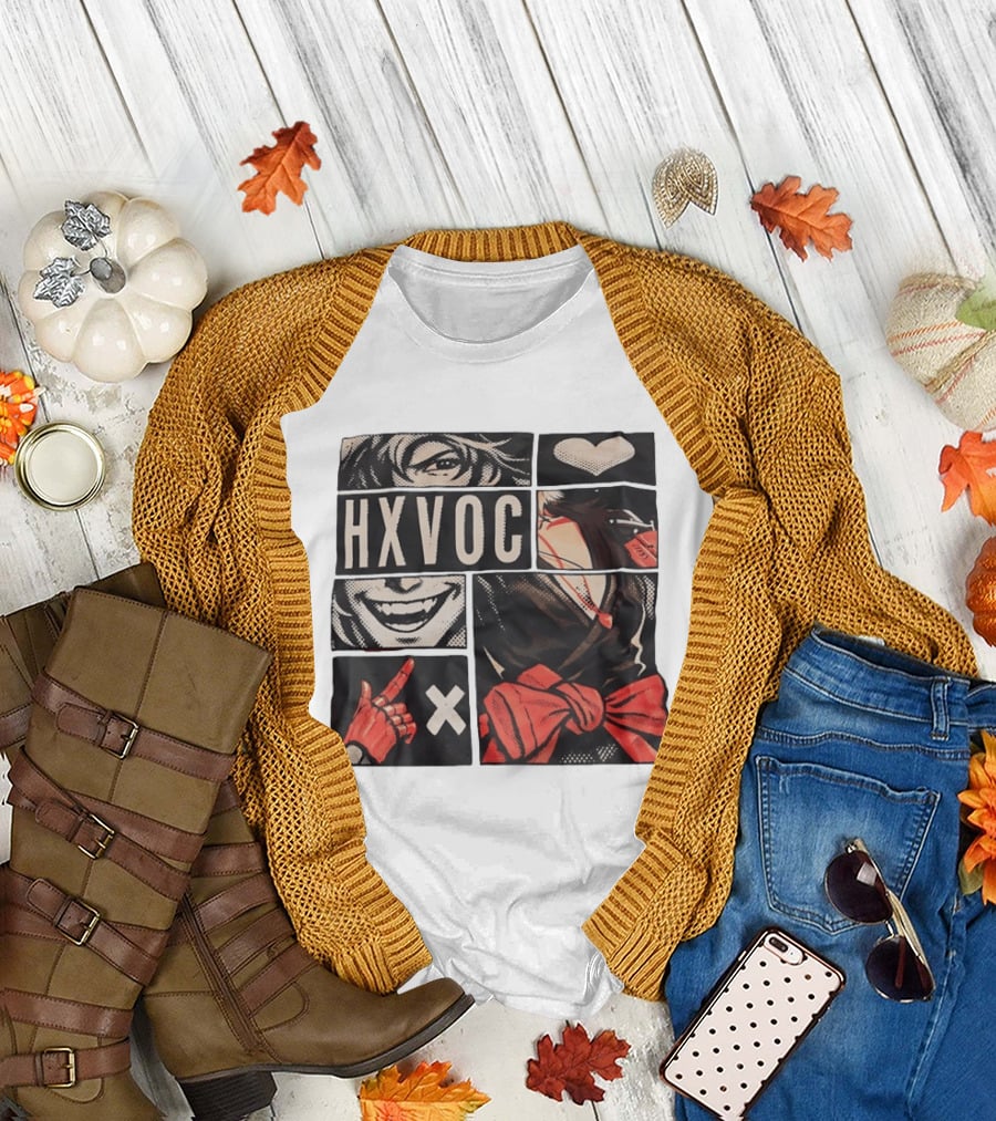 HXVOC Anime Manga Style Bold Red and Black T-Shirt