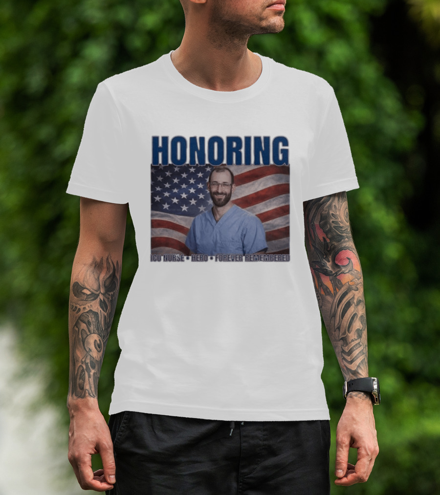 Honoring ICU Nurse Hero Forever Remembered American Flag T-Shirt