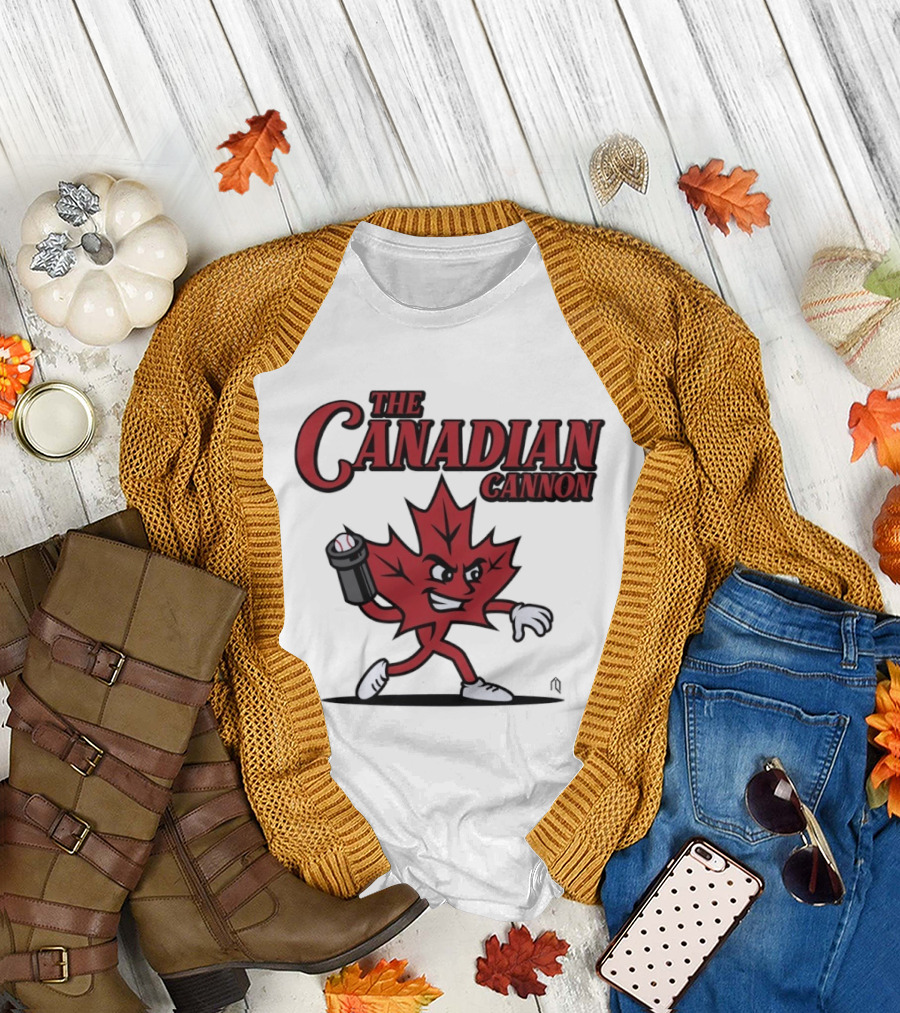 The Canadian Cannon Maple Leaf Character Baseball T-Shirt